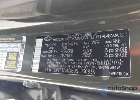 2025 Hyundai Santa Cruz Se z USA, uszkodzony, nr VIN 5NTJA4DE0SH130835